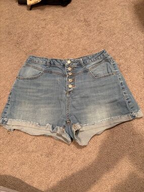 Vanilla Star Light Blue High-Rise Button-Fly Denim Shorts